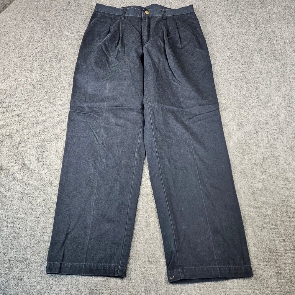 Timber Creek by Wrangler Mens Navy Blue Pleated Chino Pants‎ 32x29 Straight Leg
